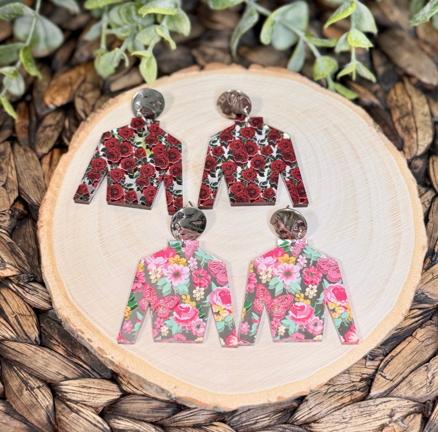 Mirrored Jockey Silk Dangle Earrings