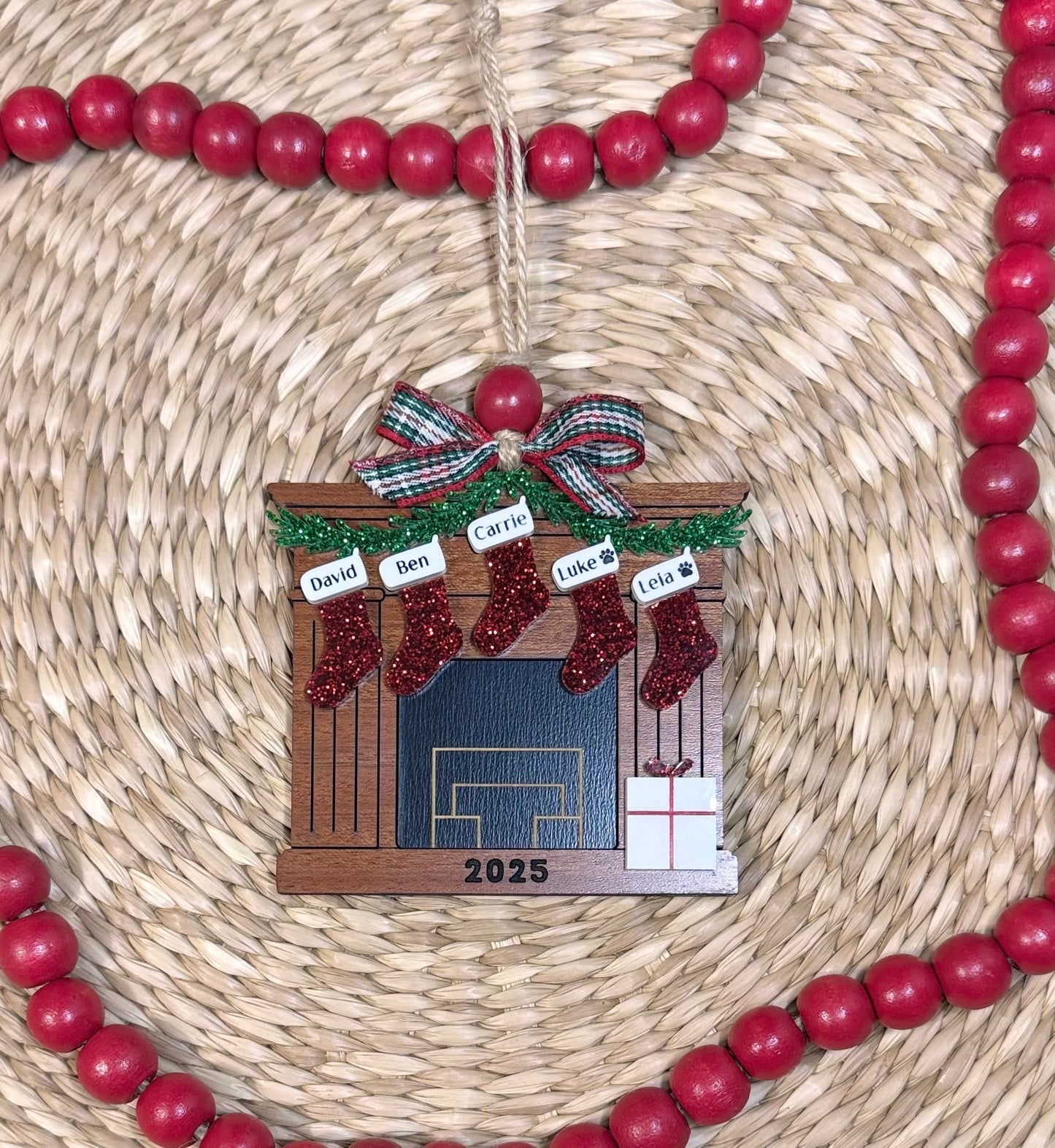 Personalized Fireplace Stocking Ornament