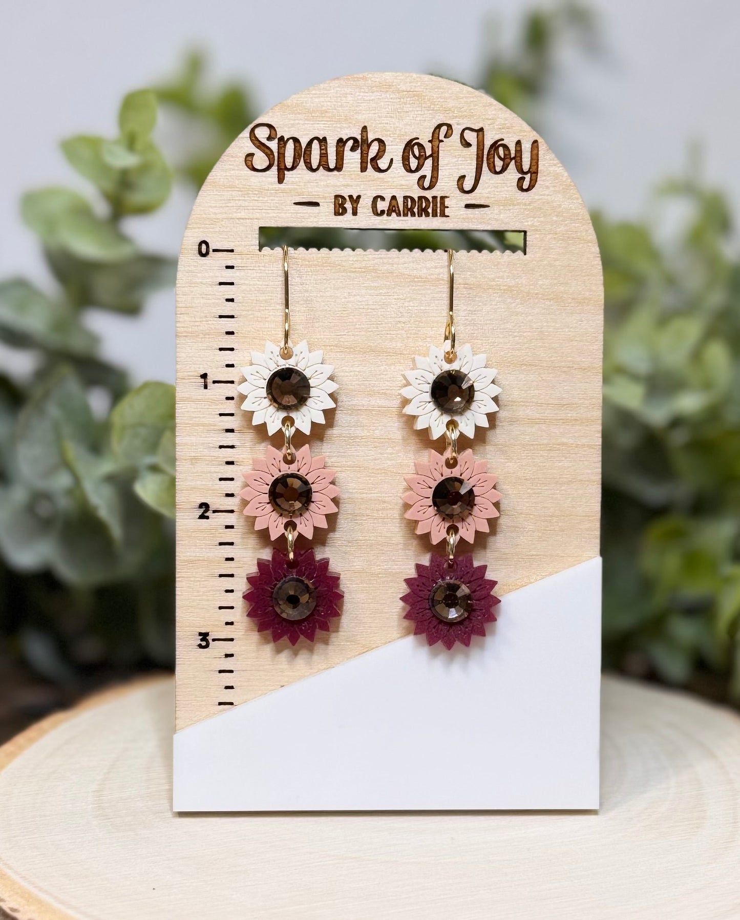 Blush Sunflower Stacker Dangle Earrings