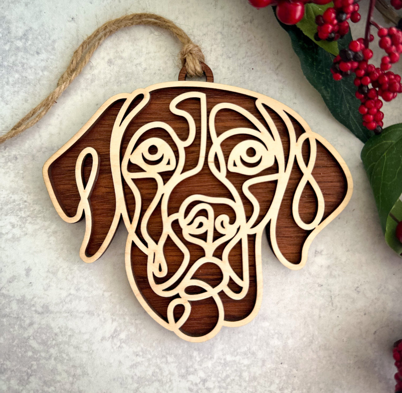 Custom Line Drawing Dog Ornament