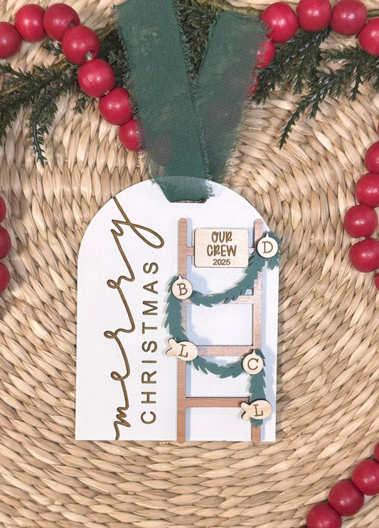 Personalized Family Ladder Merry Christmas Ornament