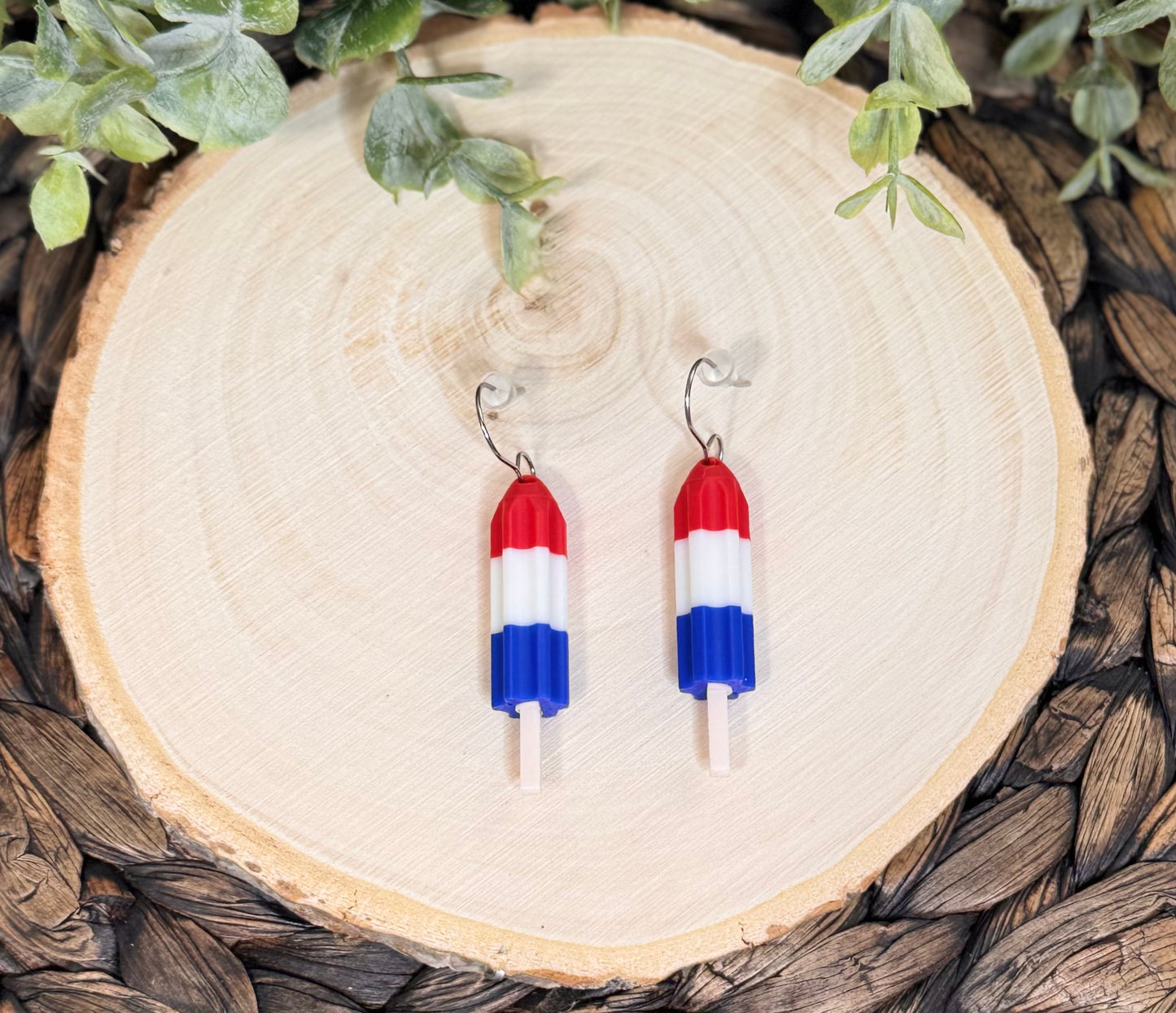 3D Printed Patriotic Popsicle Dangle Earrings
