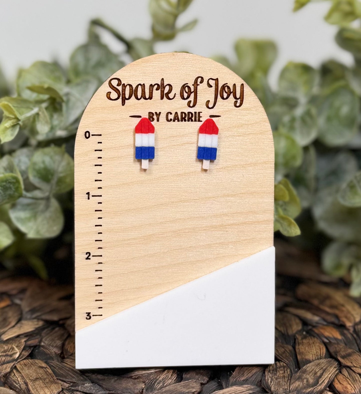 3D Printed Patriotic Popsicle Stud Earrings