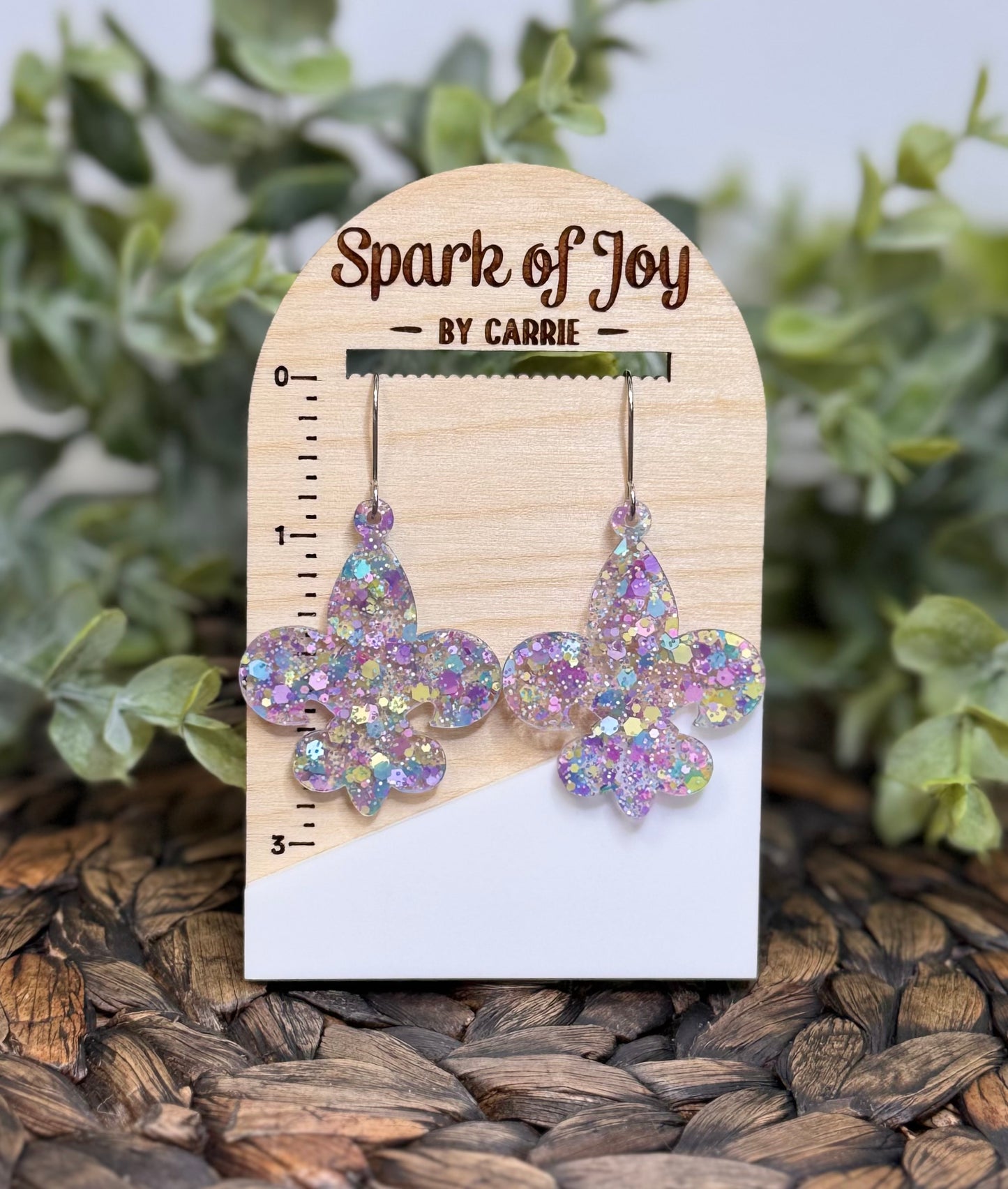 Pastel Glitter Fleur De Lis Earrings