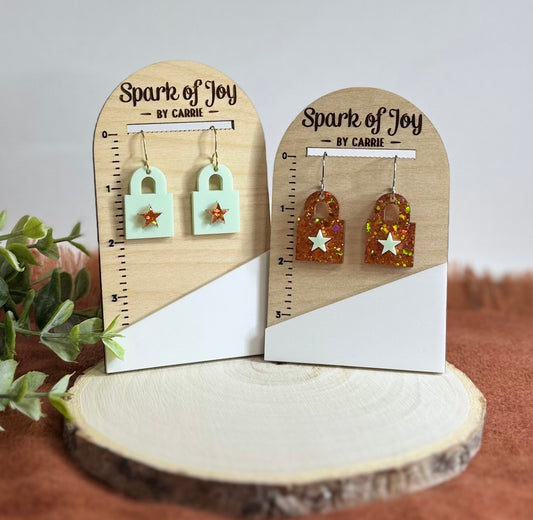 Showgirl Themed Lock Dangle Earrings