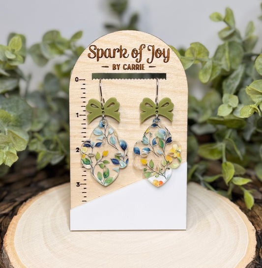 Blue and Green Vine Dangle Earrings