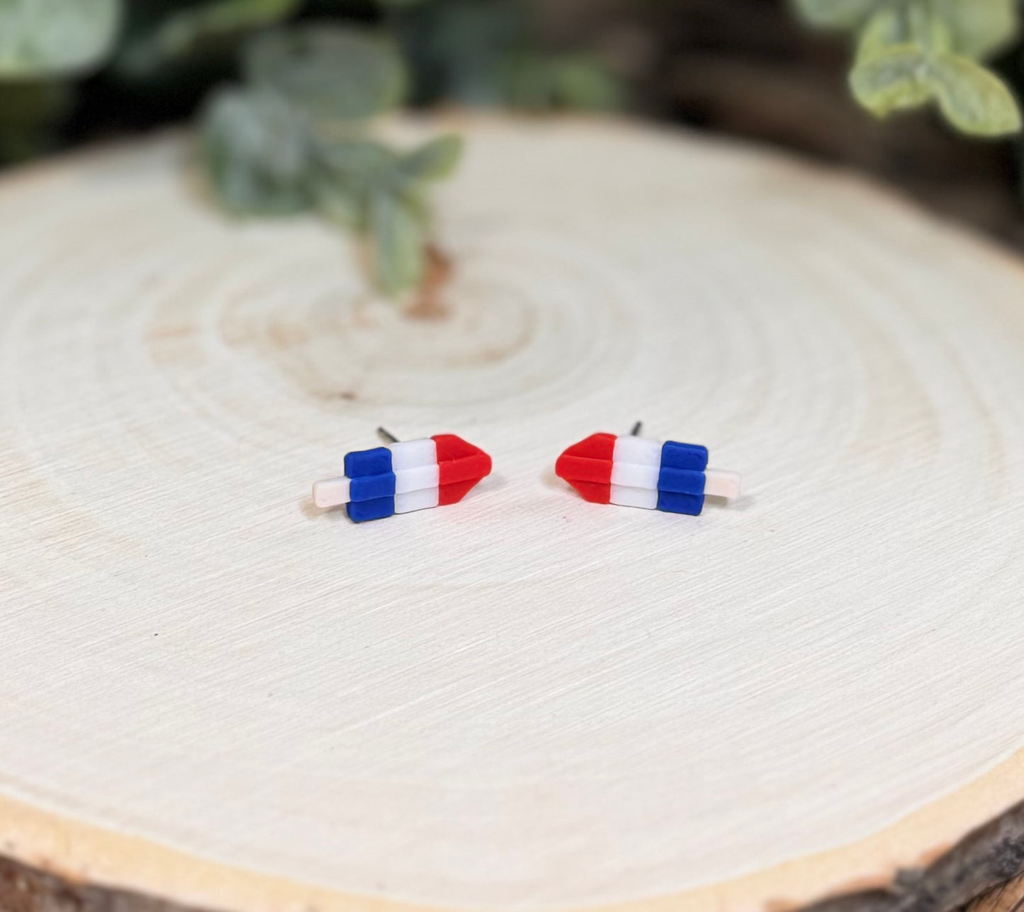 3D Printed Patriotic Popsicle Stud Earrings