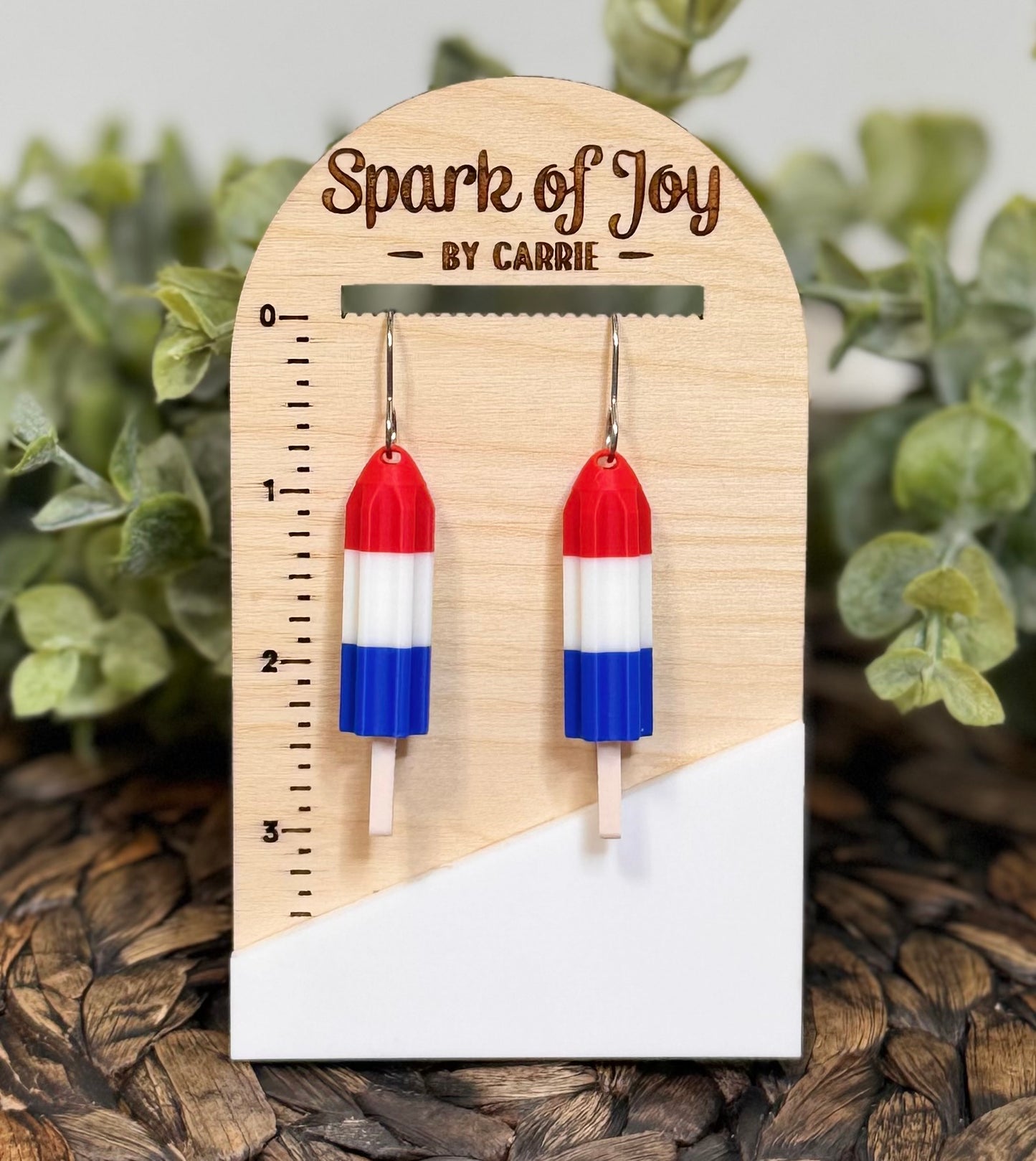 3D Printed Patriotic Popsicle Dangle Earrings