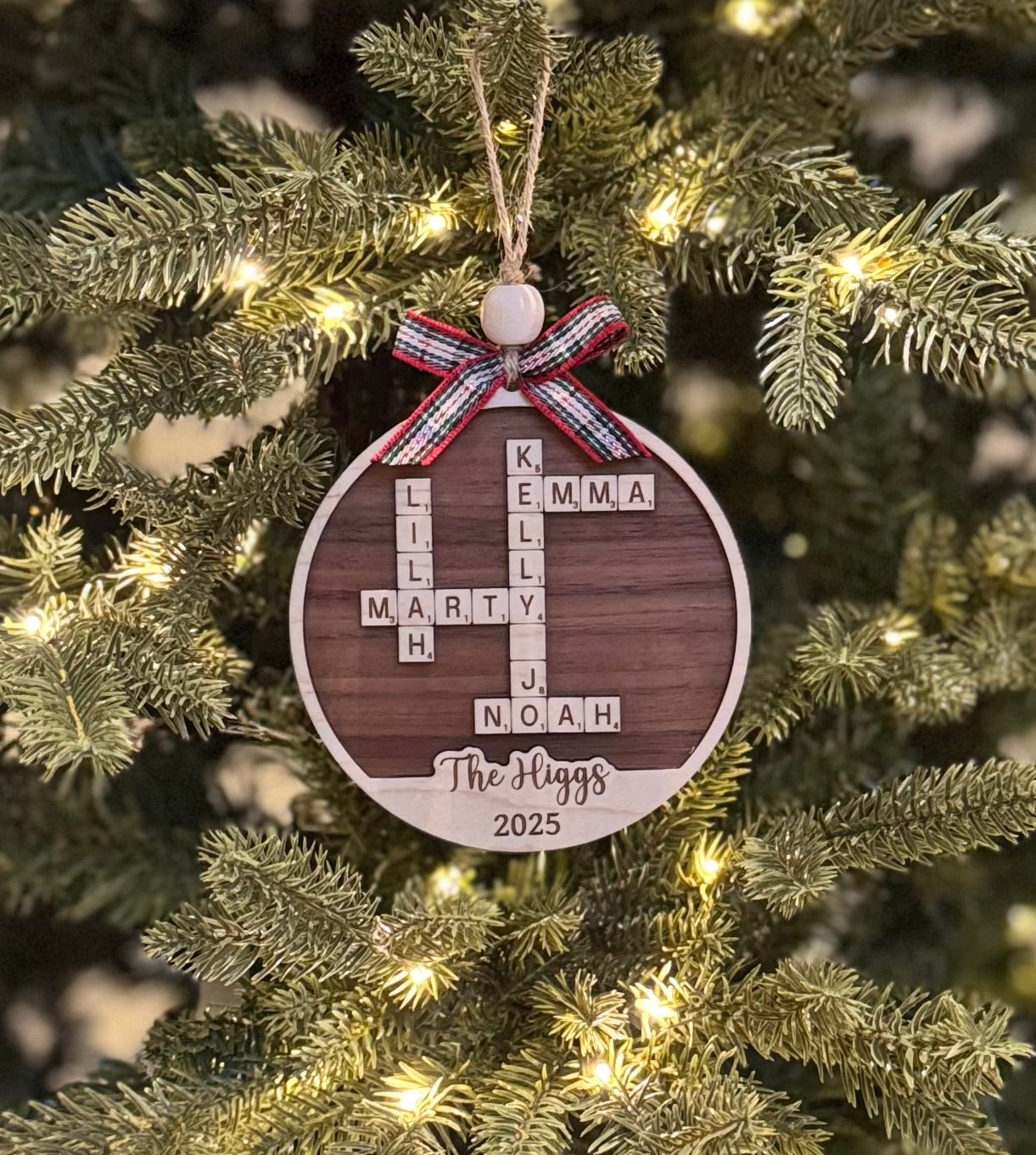 Personalized Family Name Game Tile Ornament
