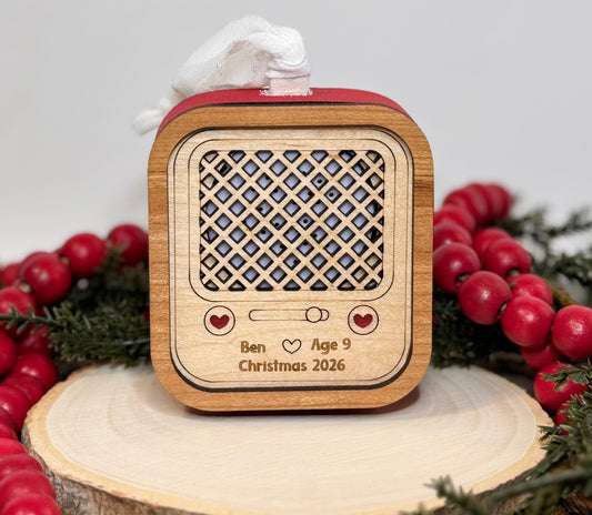 Personalized Voice Recordable Ornament – Vintage Radio Design