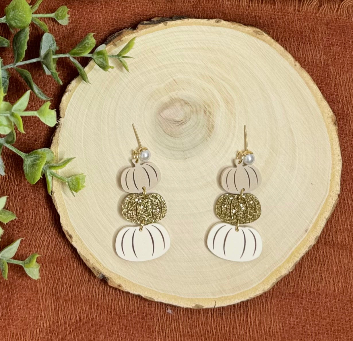 Neutral Pumpkin Stacked Earrings