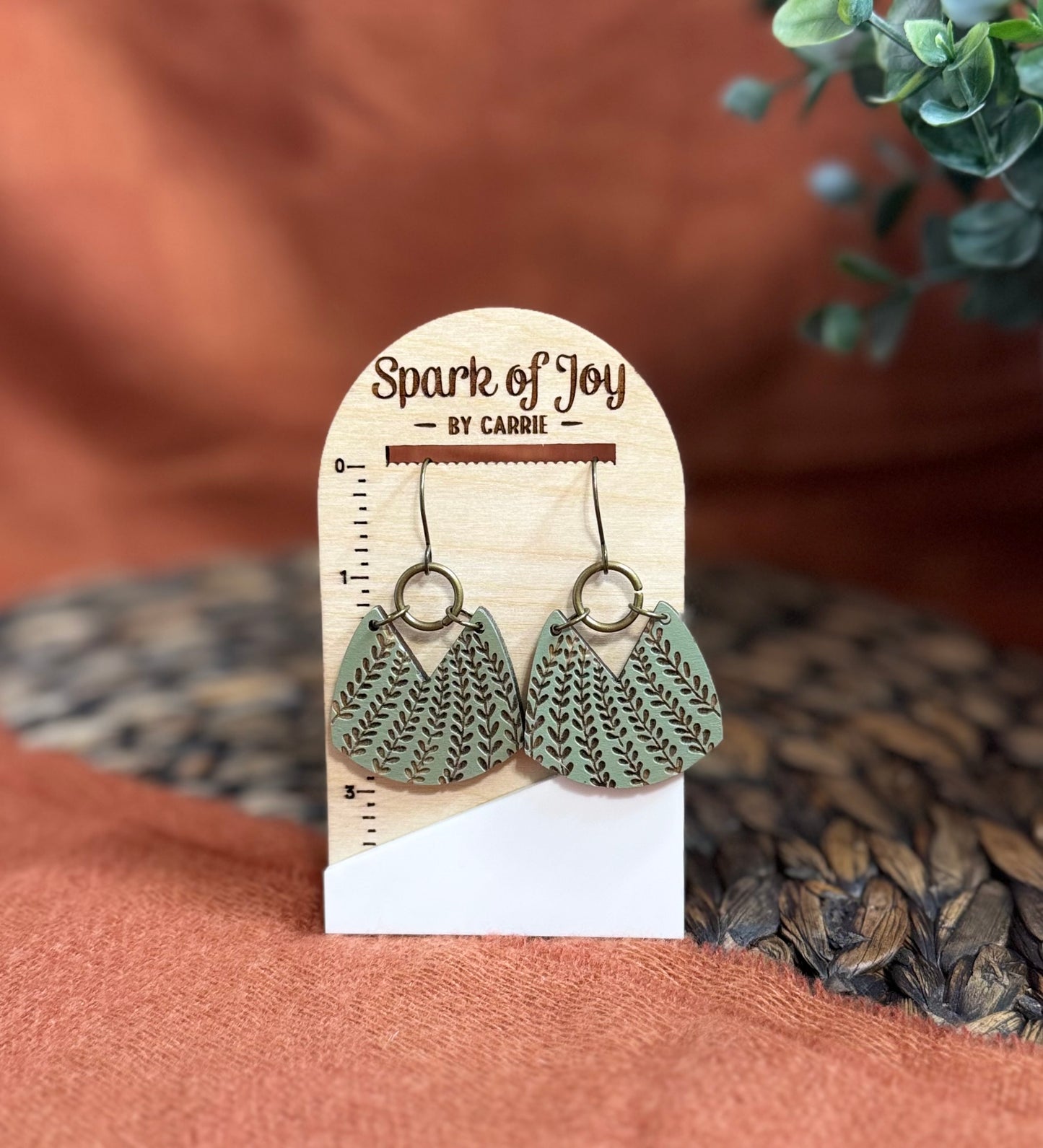 Wood Engraved Vine Earrings