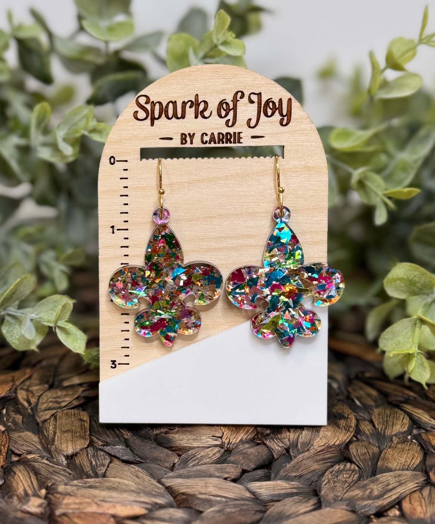 Glitter Flake Fleur De Lis Earrings