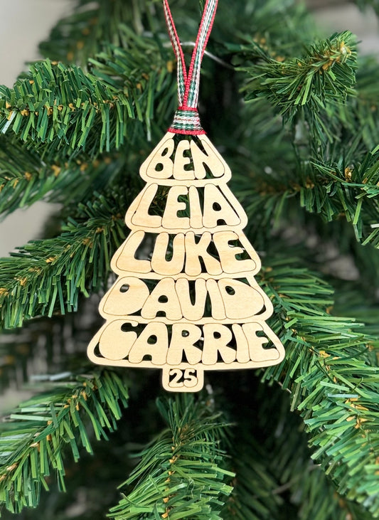 Personalized Christmas Tree Names Ornament