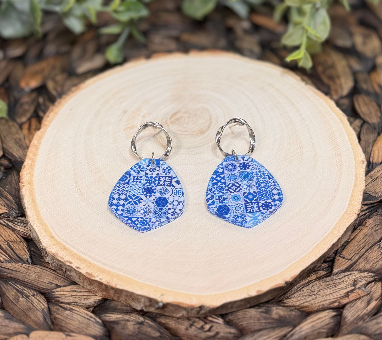 Moroccan Tile Pattern Drop Earrings