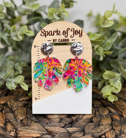 Tropical Monstera Leaf Earrings
