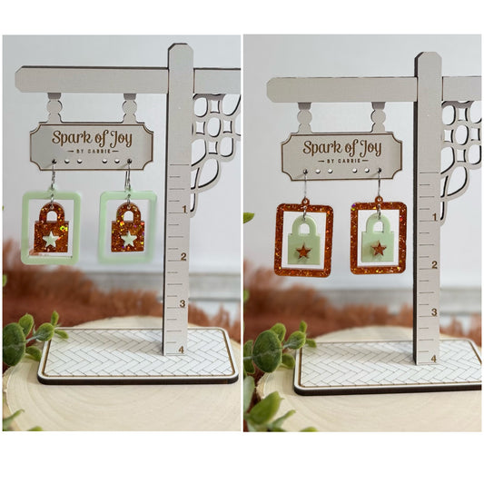 Lock With Border Showgirl Themed Earrings