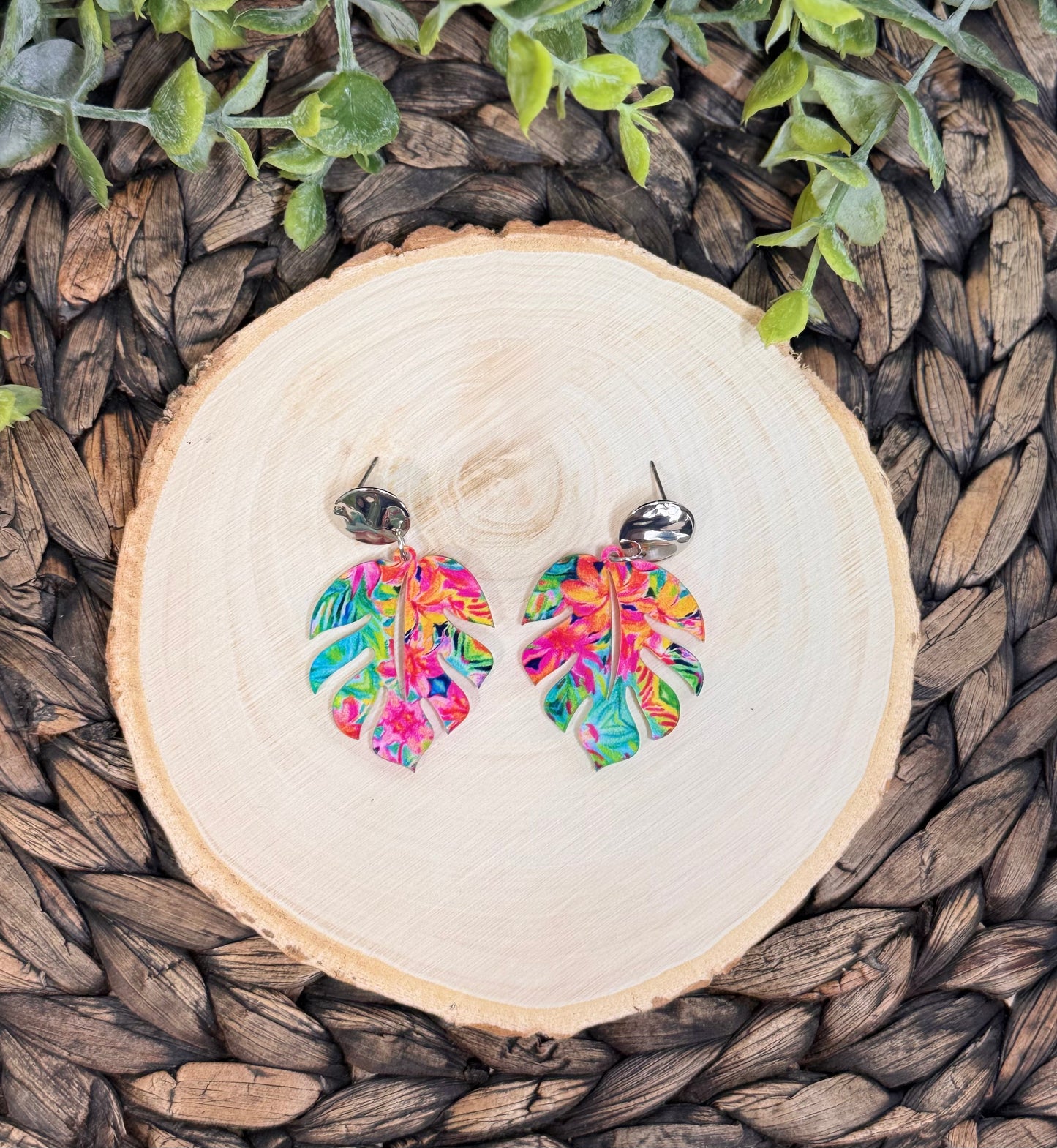 Tropical Monstera Leaf Earrings