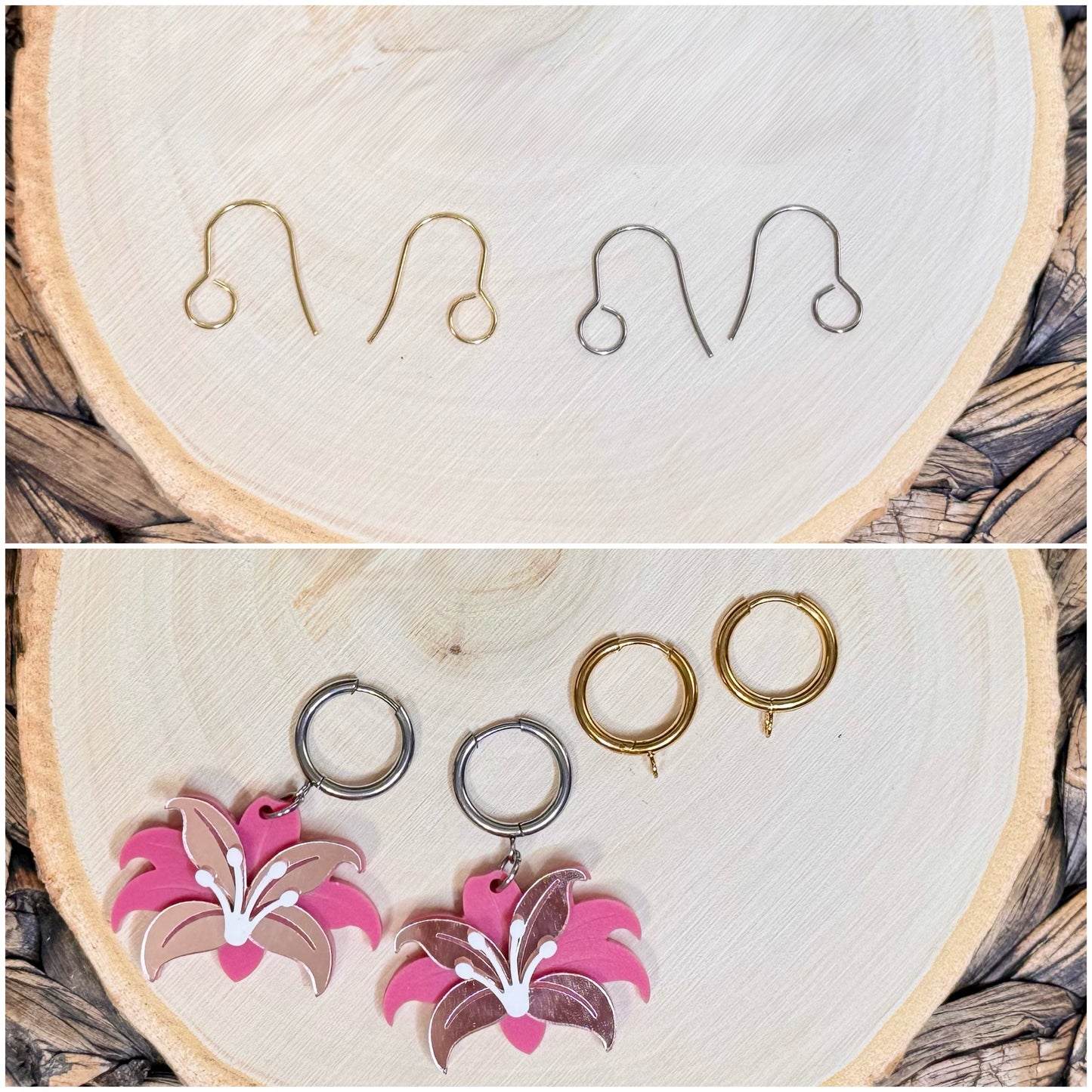 Layered Pink Lily Dangle Earrings