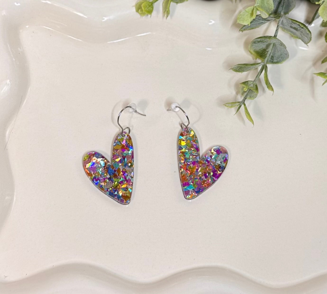 Glitter Heart Dangle Earrings