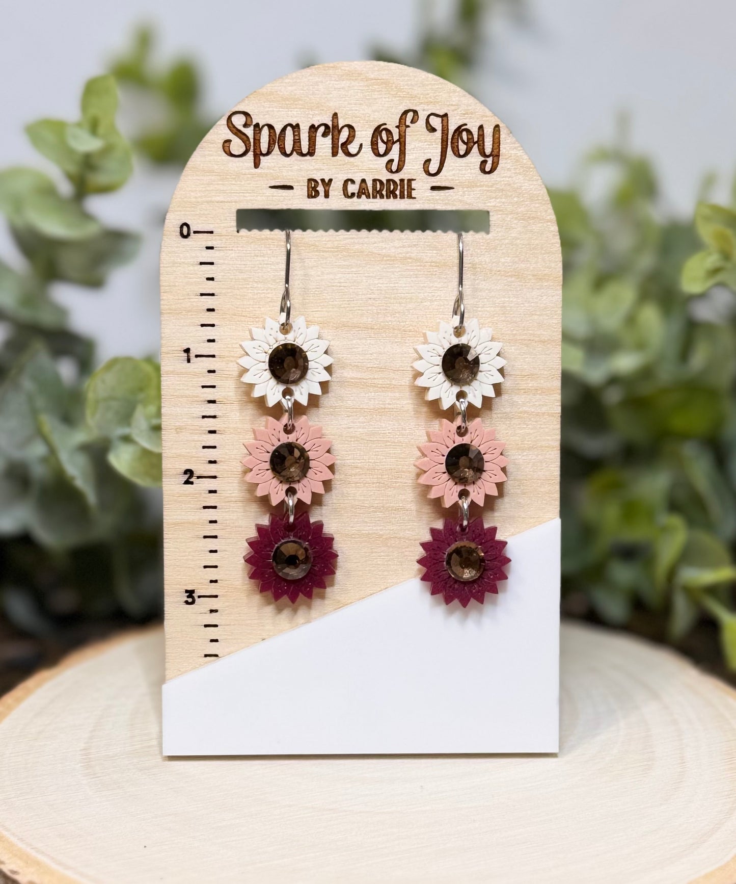 Blush Sunflower Stacker Dangle Earrings
