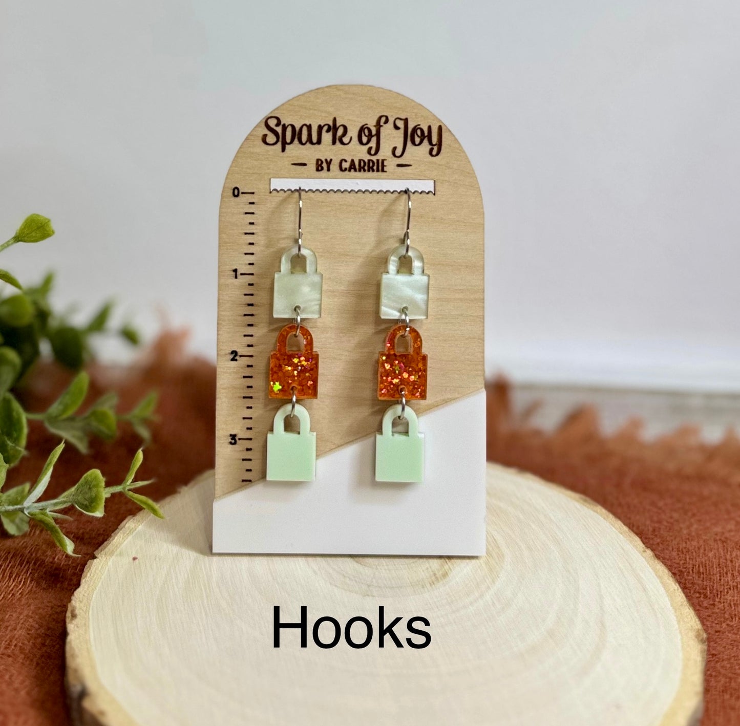 3 Lock Showgirl Themed Dangle Earrings