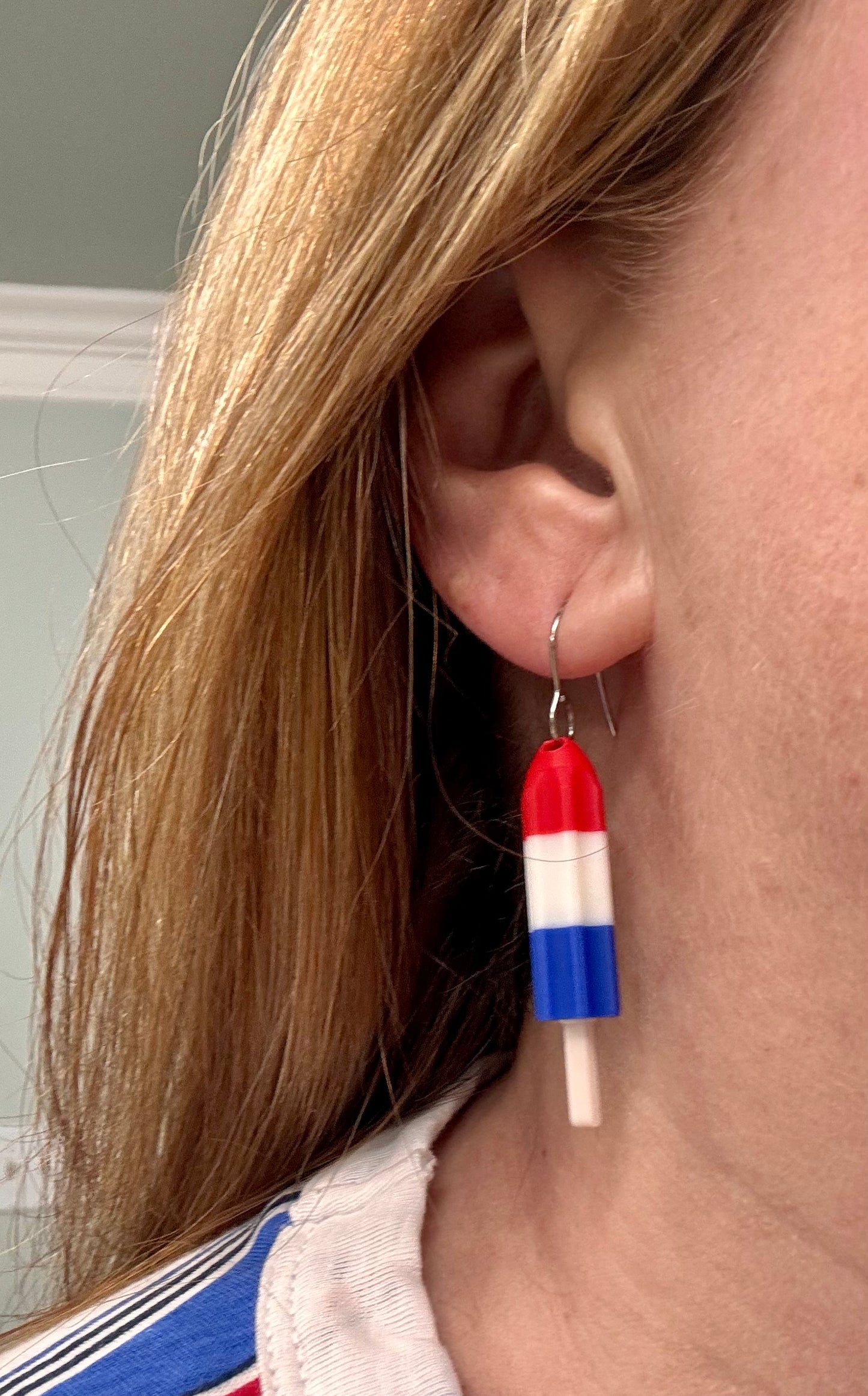 3D Printed Patriotic Popsicle Dangle Earrings