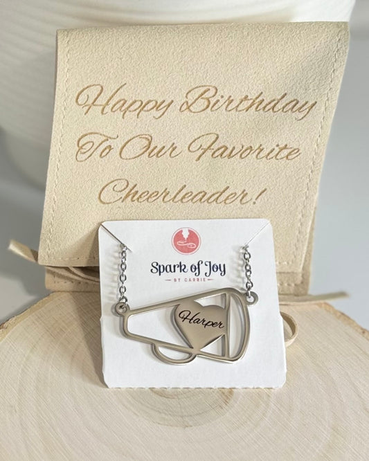 Personalized Cheer Megaphone Necklace (2 sizes)