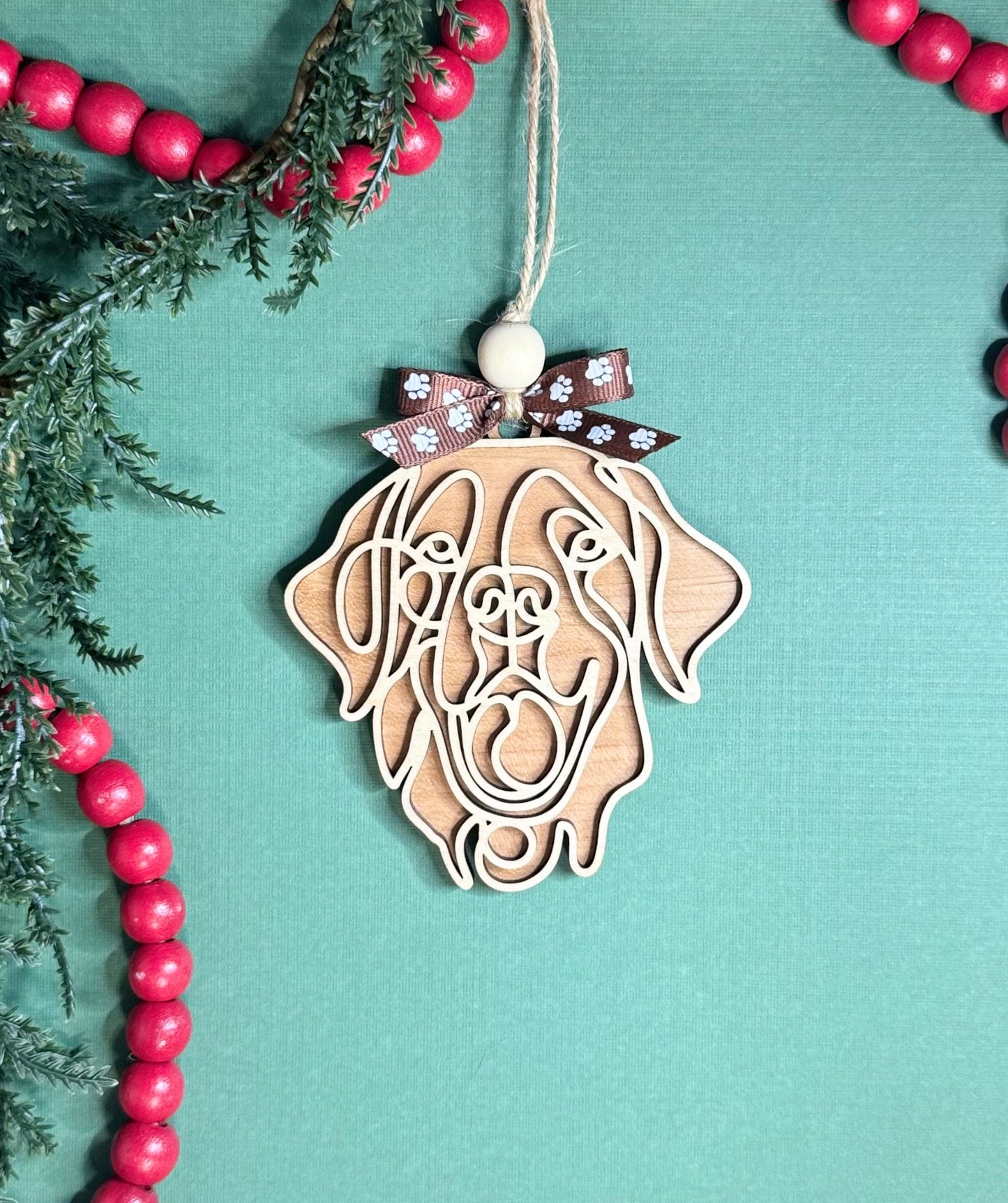 Custom Line Drawing Dog Ornament