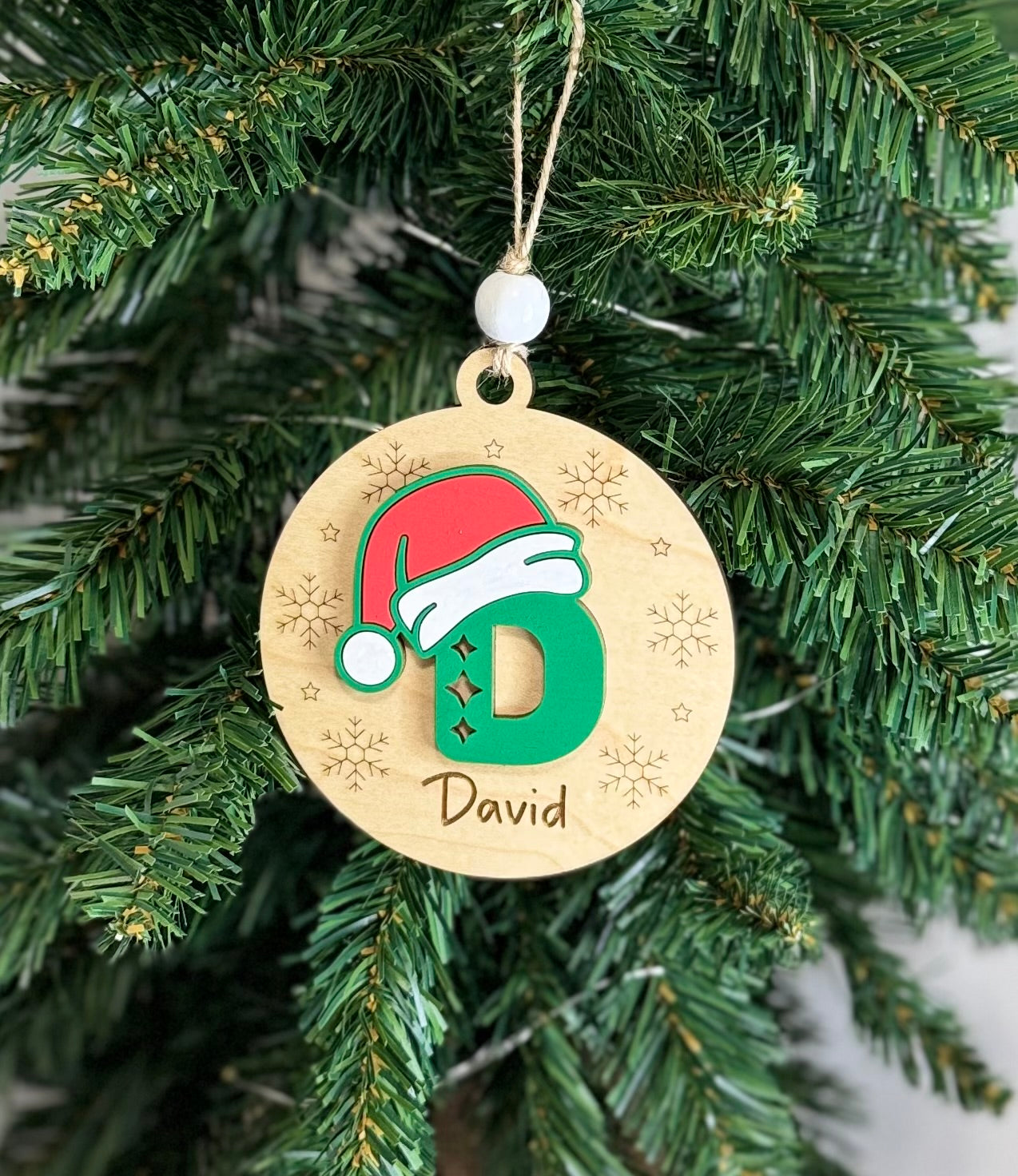 Personalized Letter Santa Hat Ornament