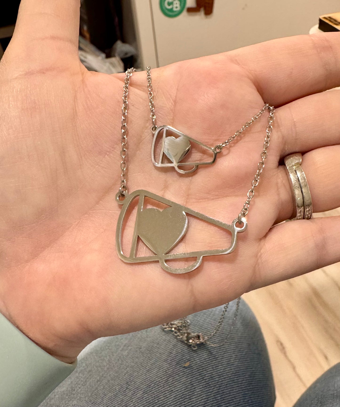 Personalized Cheer Megaphone Necklace (2 sizes)