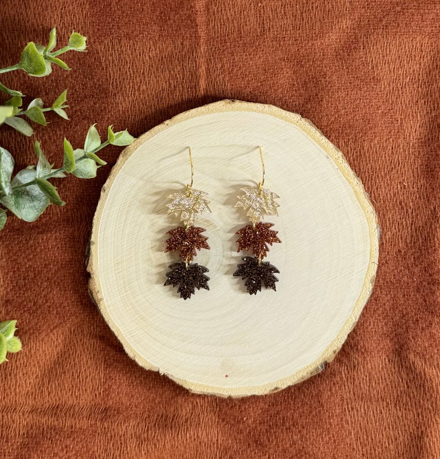 Glitter Maple Leaf Earrings