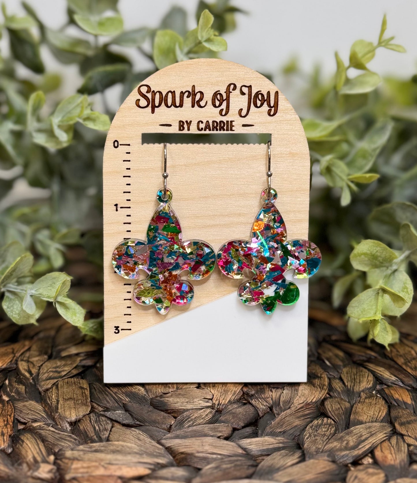 Glitter Flake Fleur De Lis Earrings