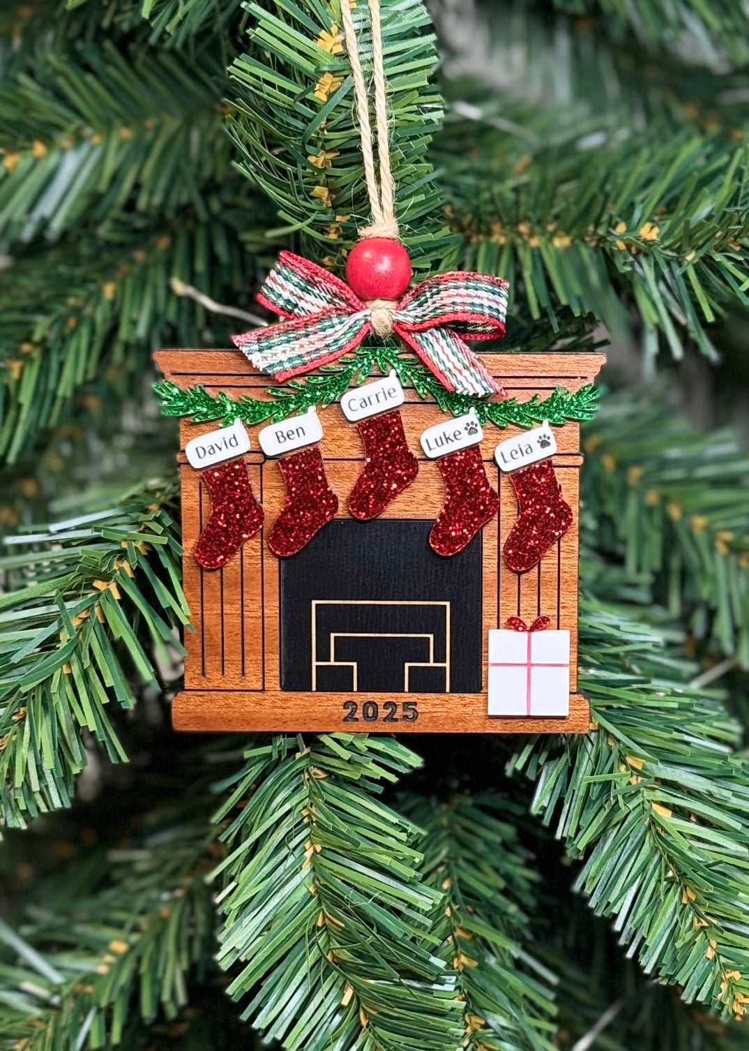 Personalized Fireplace Stocking Ornament