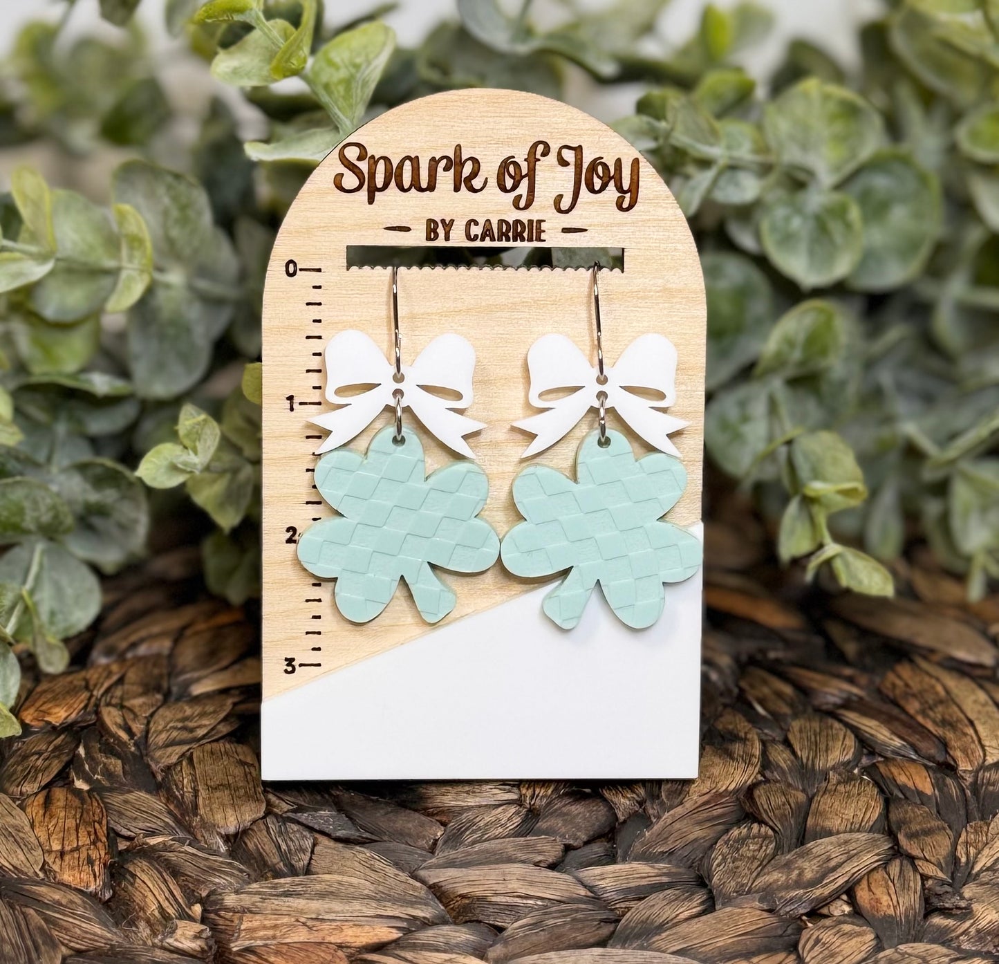 Checkered Shamrock Dangle Earrings