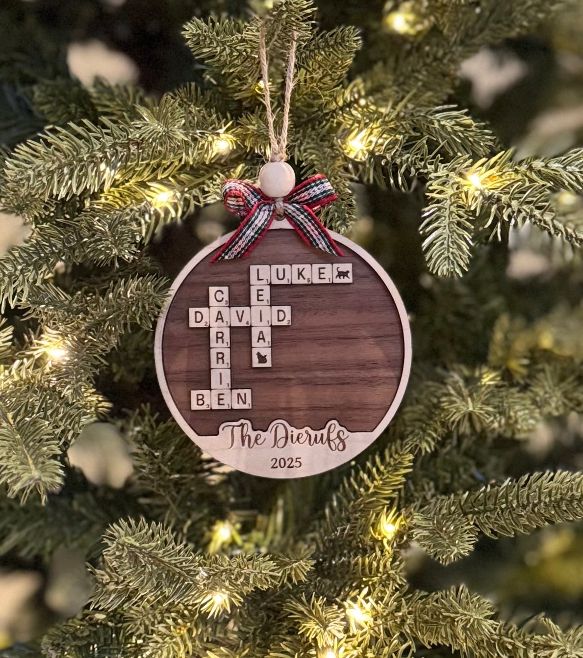 Personalized Family Name Game Tile Ornament