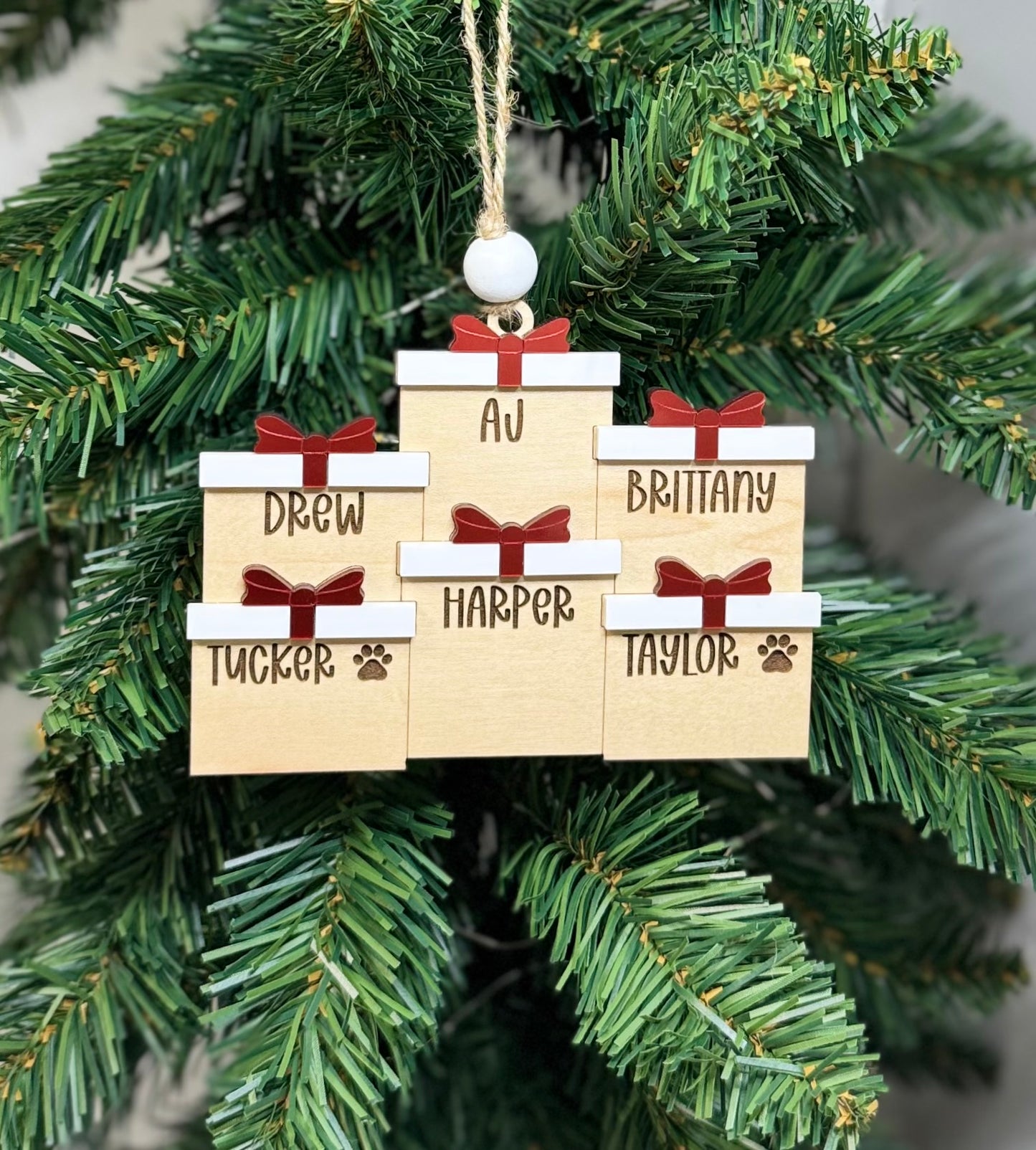 Personalized Family Christmas Present Ornament