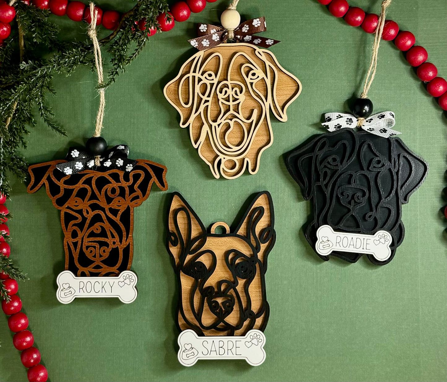 Custom Line Drawing Dog Ornament