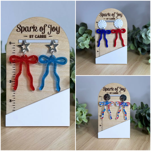 Patriotic Bow Coquette Dangle Earrings