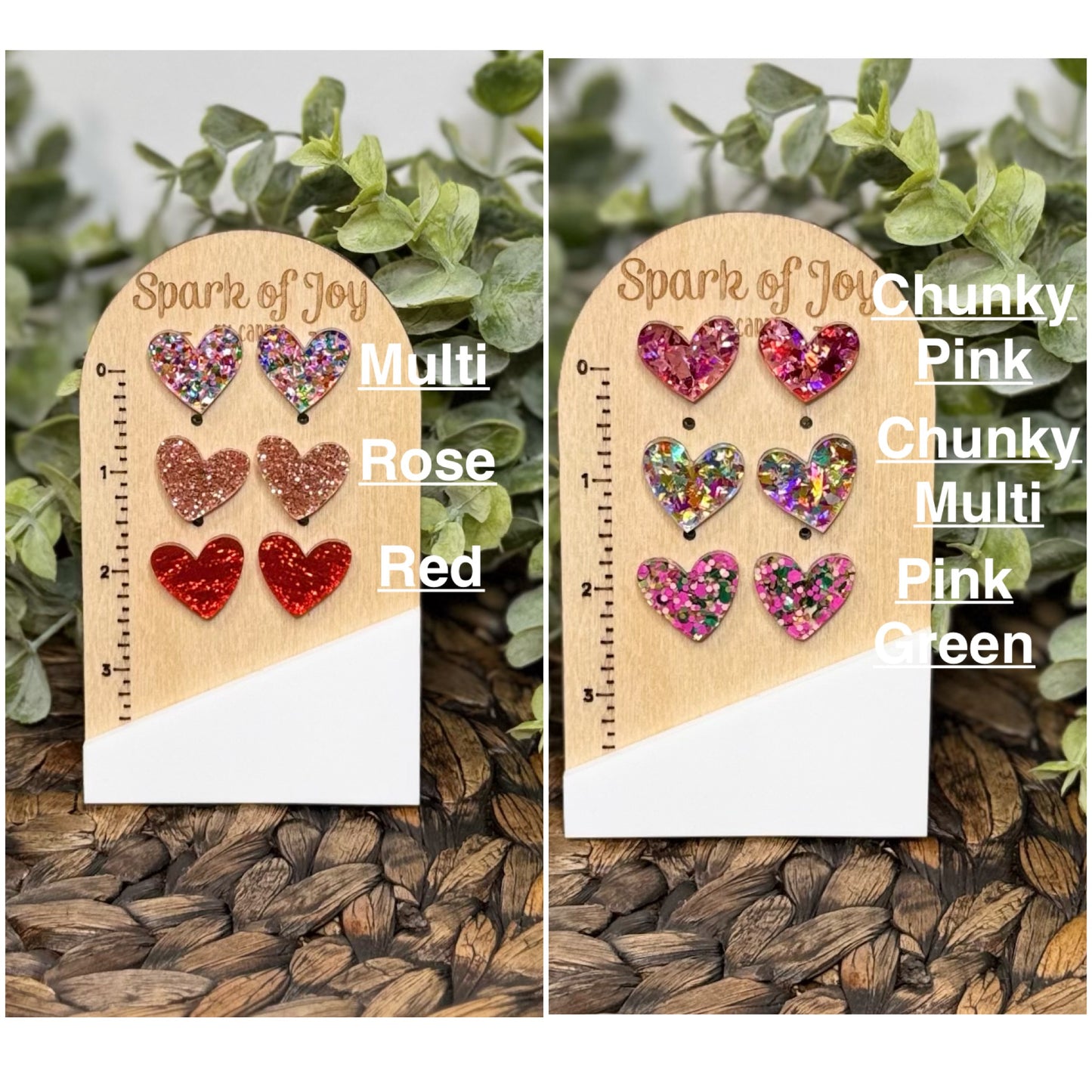 Sparkle Heart Stud Earrings