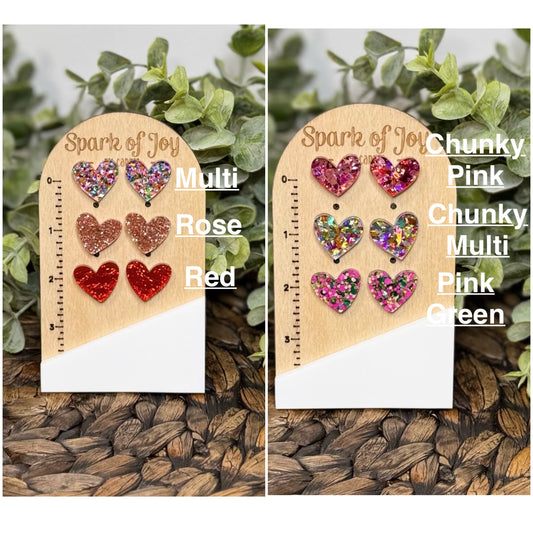 Sparkle Heart Stud Earrings