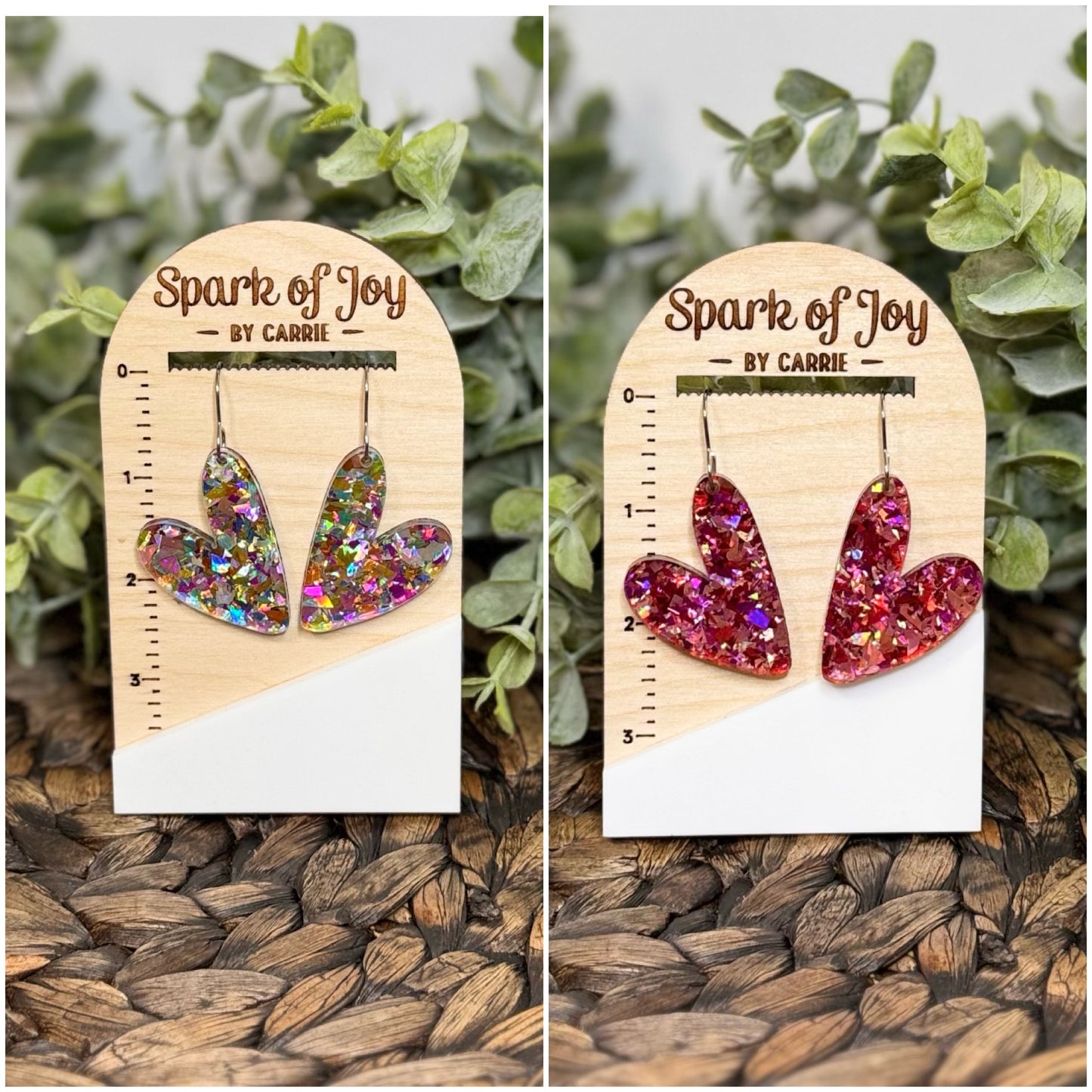 Glitter Heart Dangle Earrings