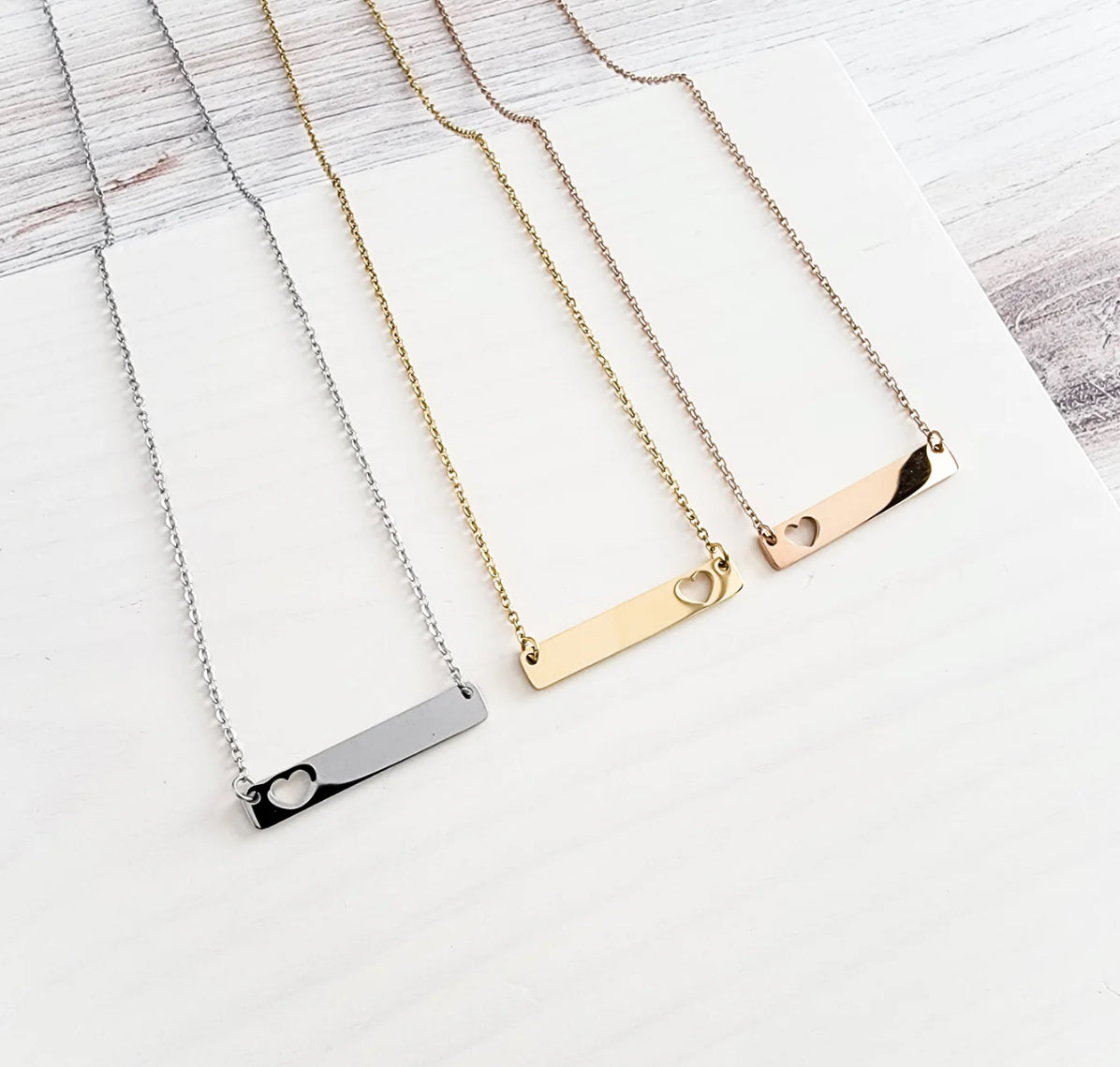 Heart Cutout Horizontal Bar Necklace