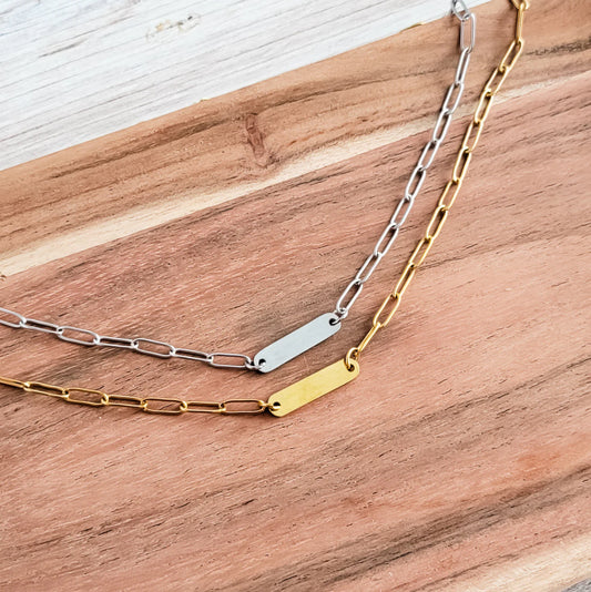 Oval Bar Paperclip Necklace