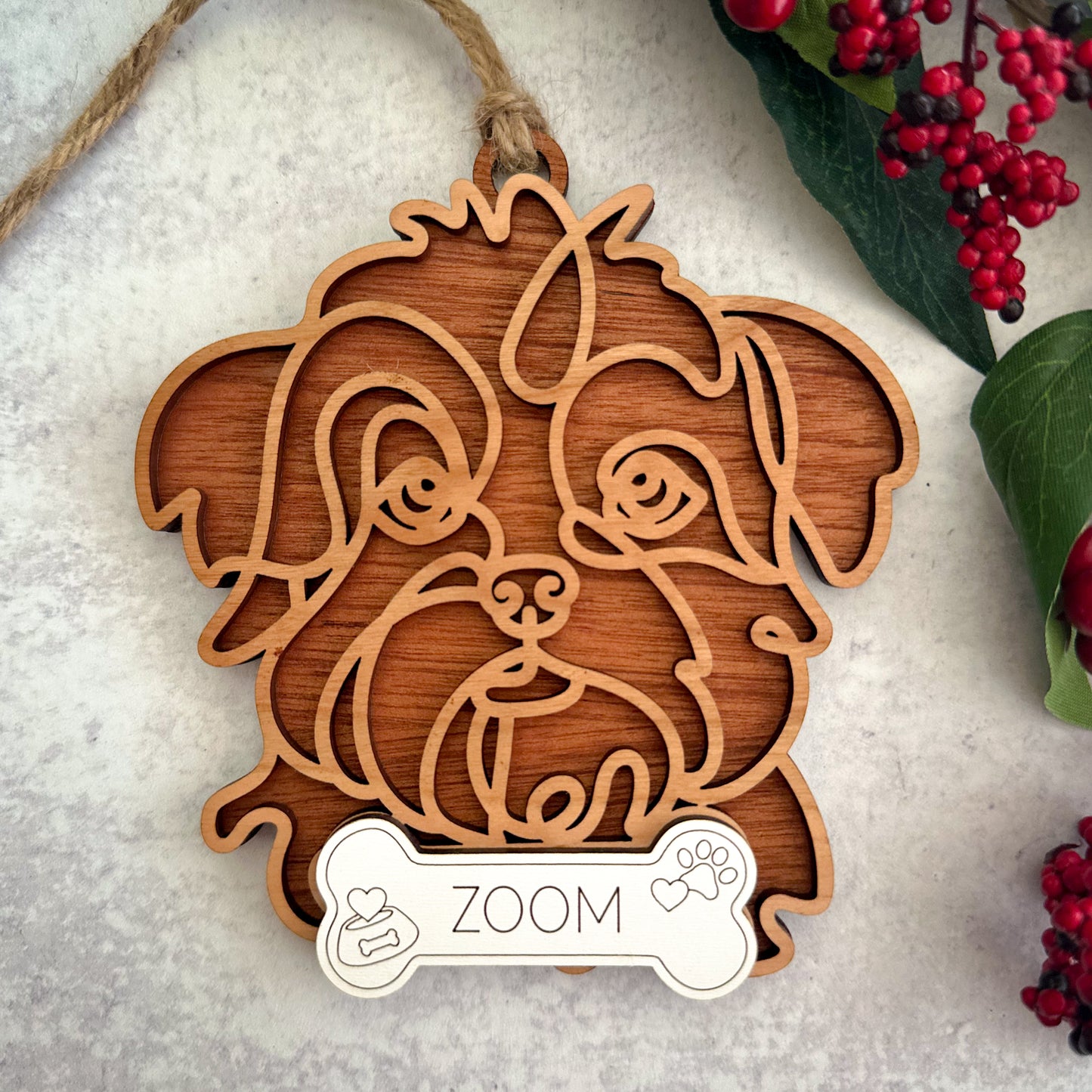 Custom Line Drawing Dog Ornament