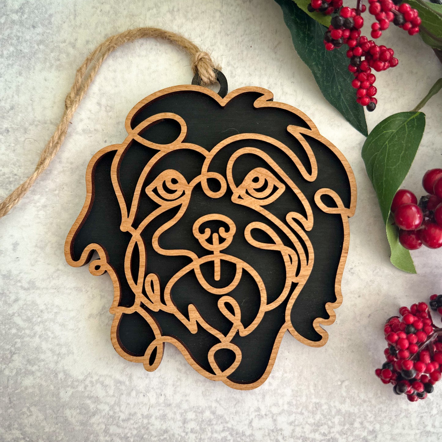 Custom Line Drawing Dog Ornament