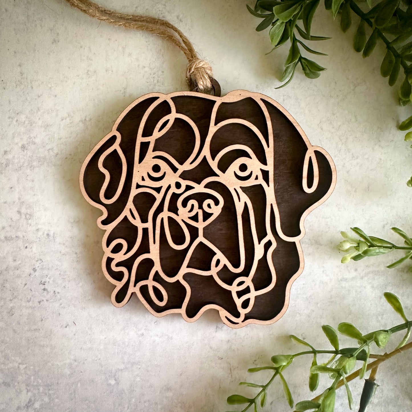 Custom Line Drawing Dog Ornament