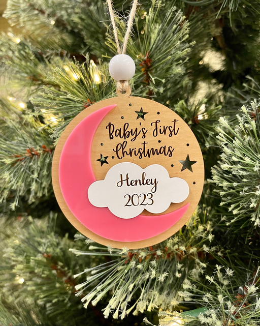 Baby's First Christmas Moon and Cloud Ornament