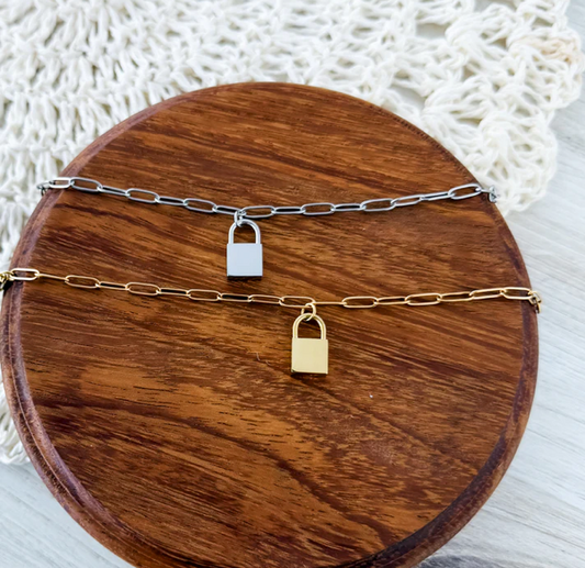 Padlock Paperclip Chain Bracelet
